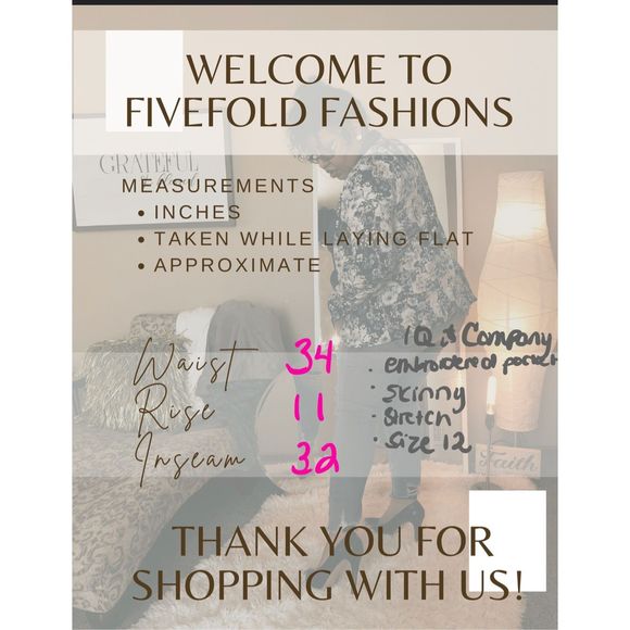 Sexy Embroidered Pocket Distressed Southwestern Stretch Dark Wash Jeans Size 12 - Picture 12 of 12